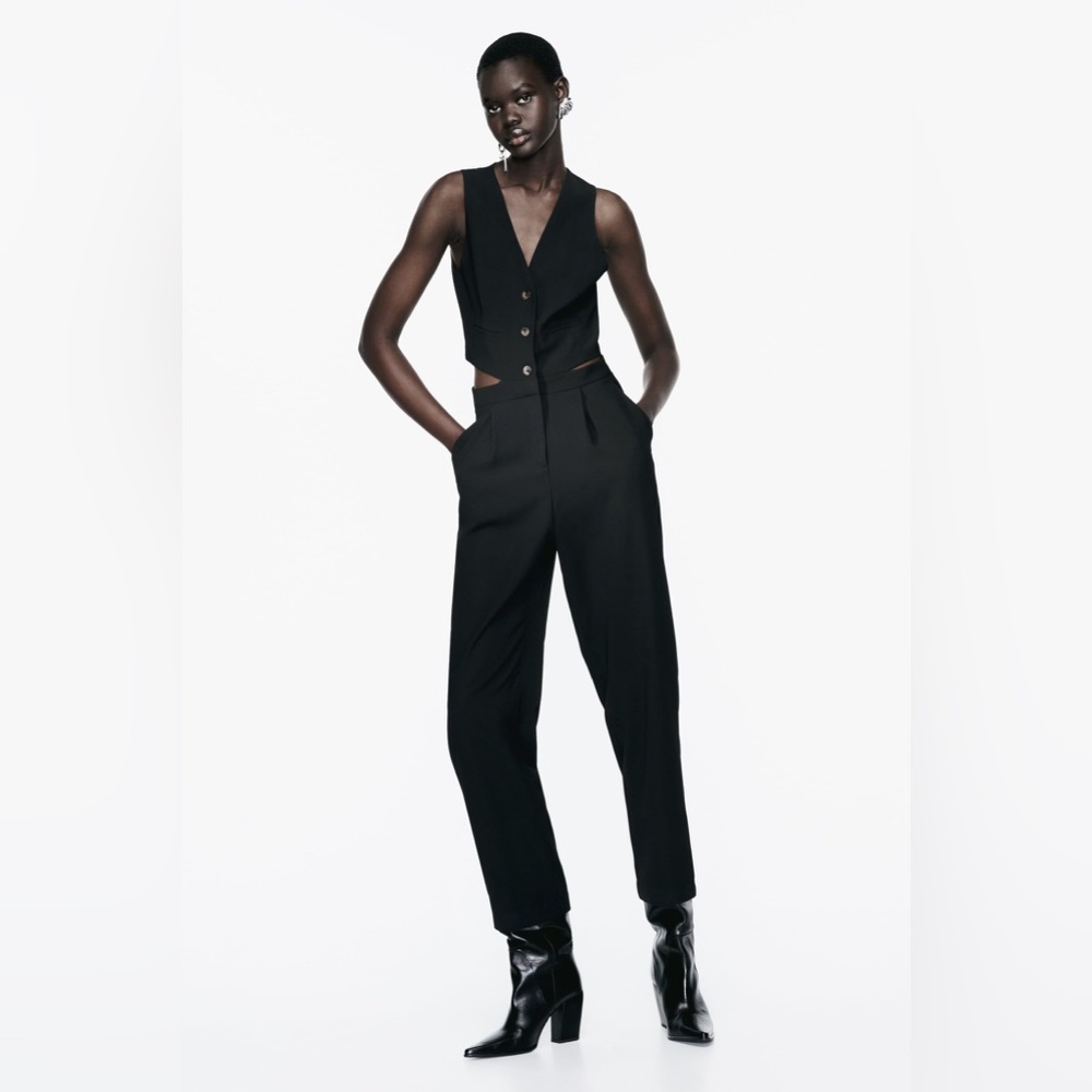 NWT ZARA DARTED JUMPSUIT VEST